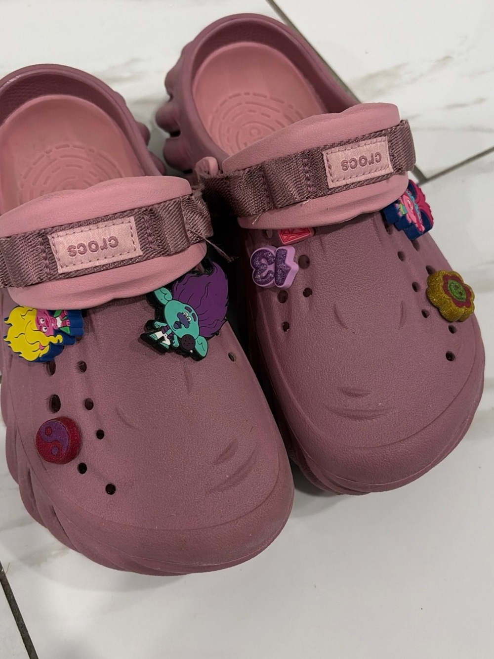 CROCS Kids' Mauve Pink Clog Sandals with Decorative Jibbitz